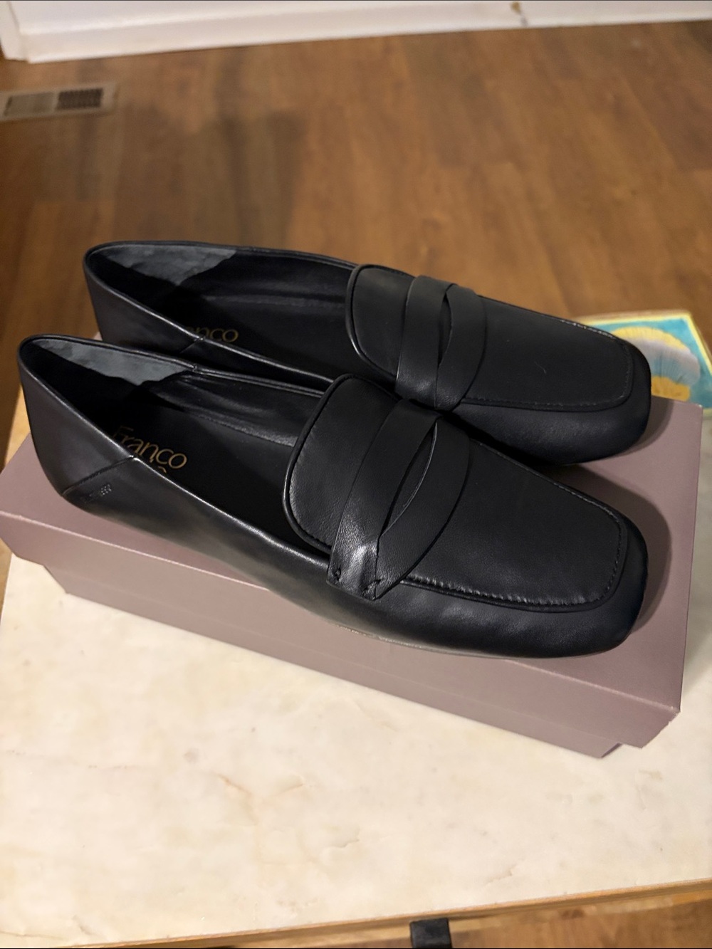 Franco Sarto Black Leather Penny Loafers
